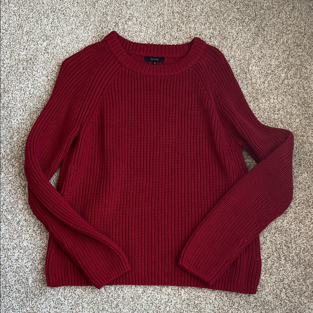 Quince Deep Red Crew Neck Sweater